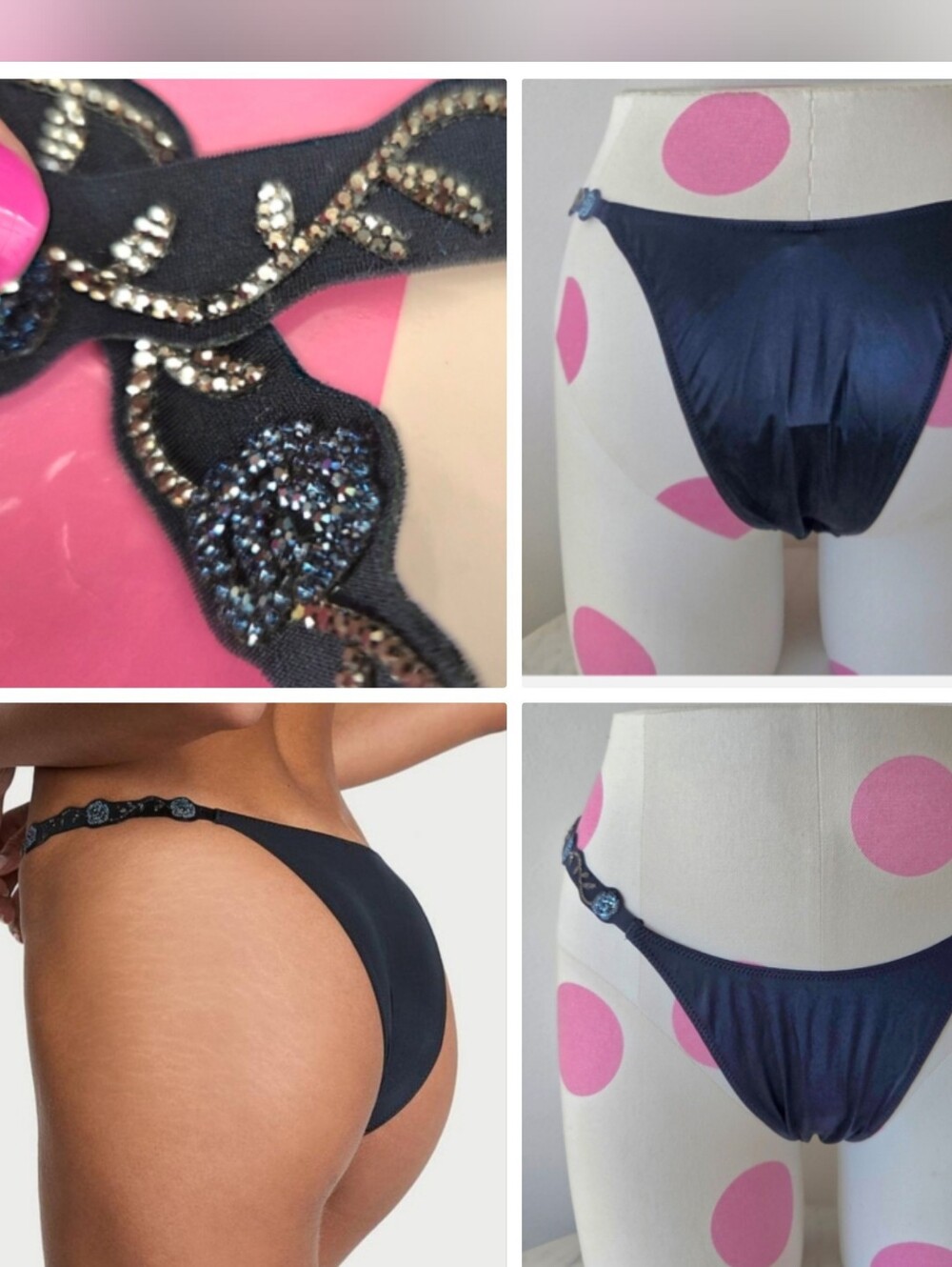 Victoria's Secret Very Sexy Electric Orchid Shine Strap Brazilian Panty NWT Blue